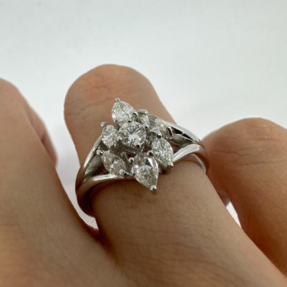 18K White Gold Marquise and Pear Cut Diamond Ring