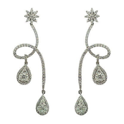 18k Marquise and Pear Cut Diamond Earrings