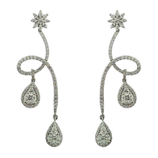 18k Marquise and Pear Cut Diamond Earrings