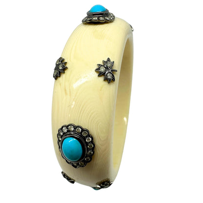 14k Diamond and Turquoise Lucite Bracelet