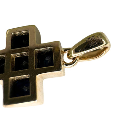 14K Yellow Gold 1.35 Carat Sapphire Cross Pendant