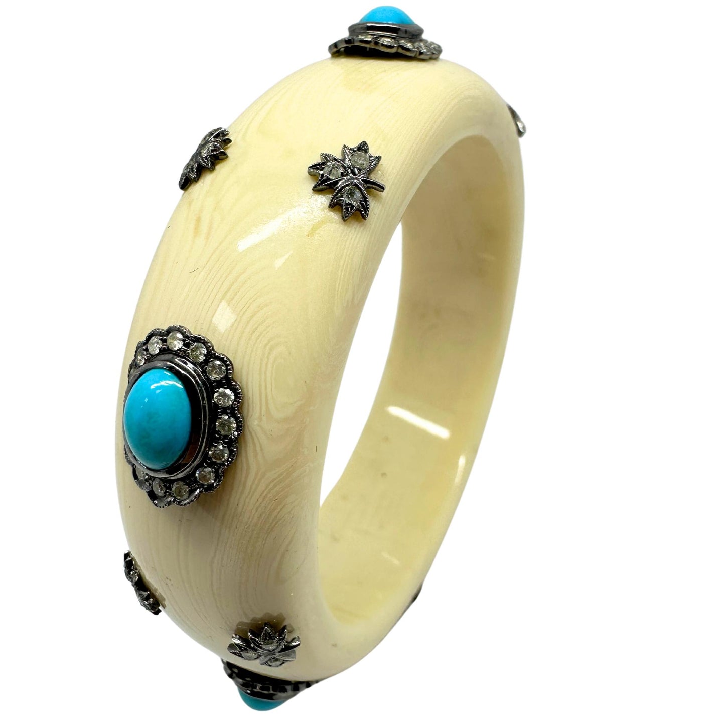 14k Diamond and Turquoise Lucite Bracelet