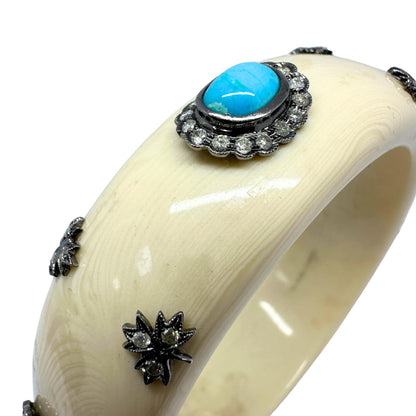 14k Diamond and Turquoise Lucite Bracelet