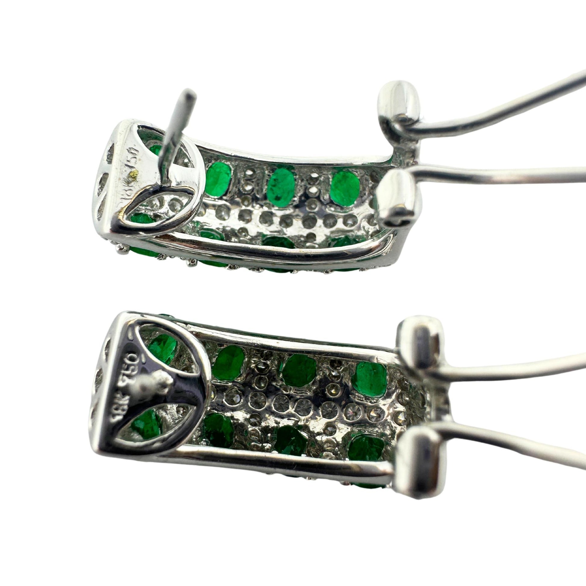 18K Diamond and Emerald Earrings