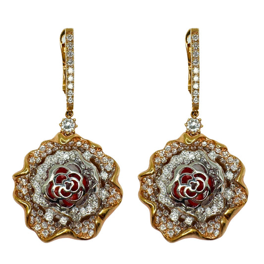 18k Diamond Flower Earrings