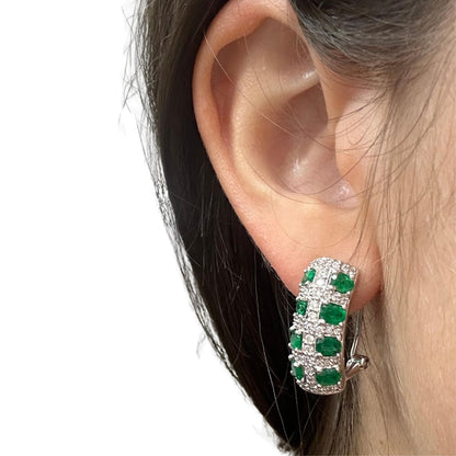 18K Diamond and Emerald Earrings