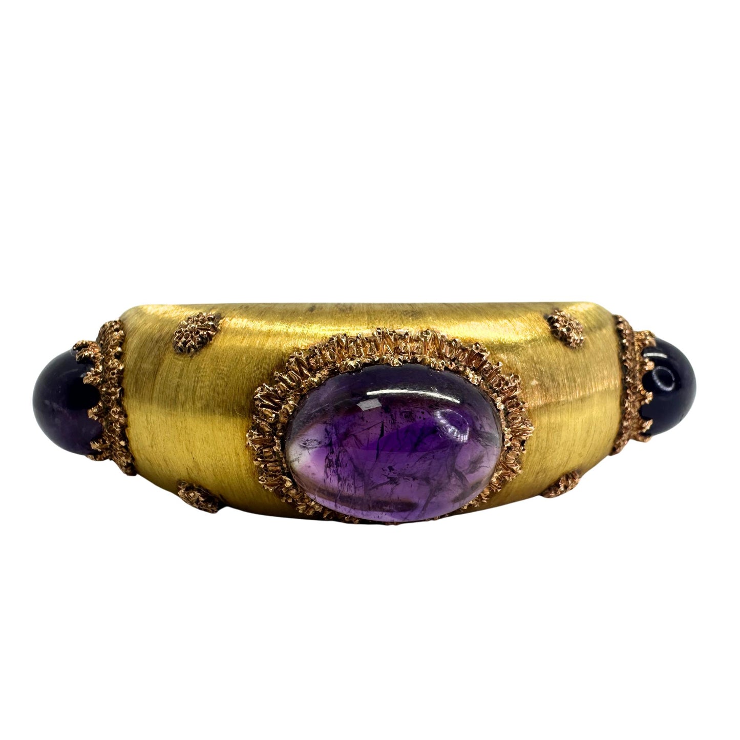 18k Estate Buccellati Bold Oval Cabochon Amethyst Cuff