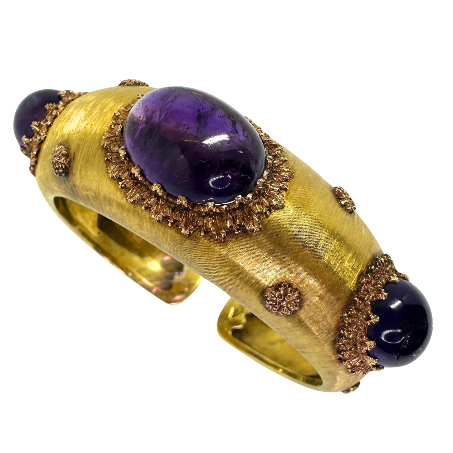 18k Estate Buccellati Bold Oval Cabochon Amethyst Cuff