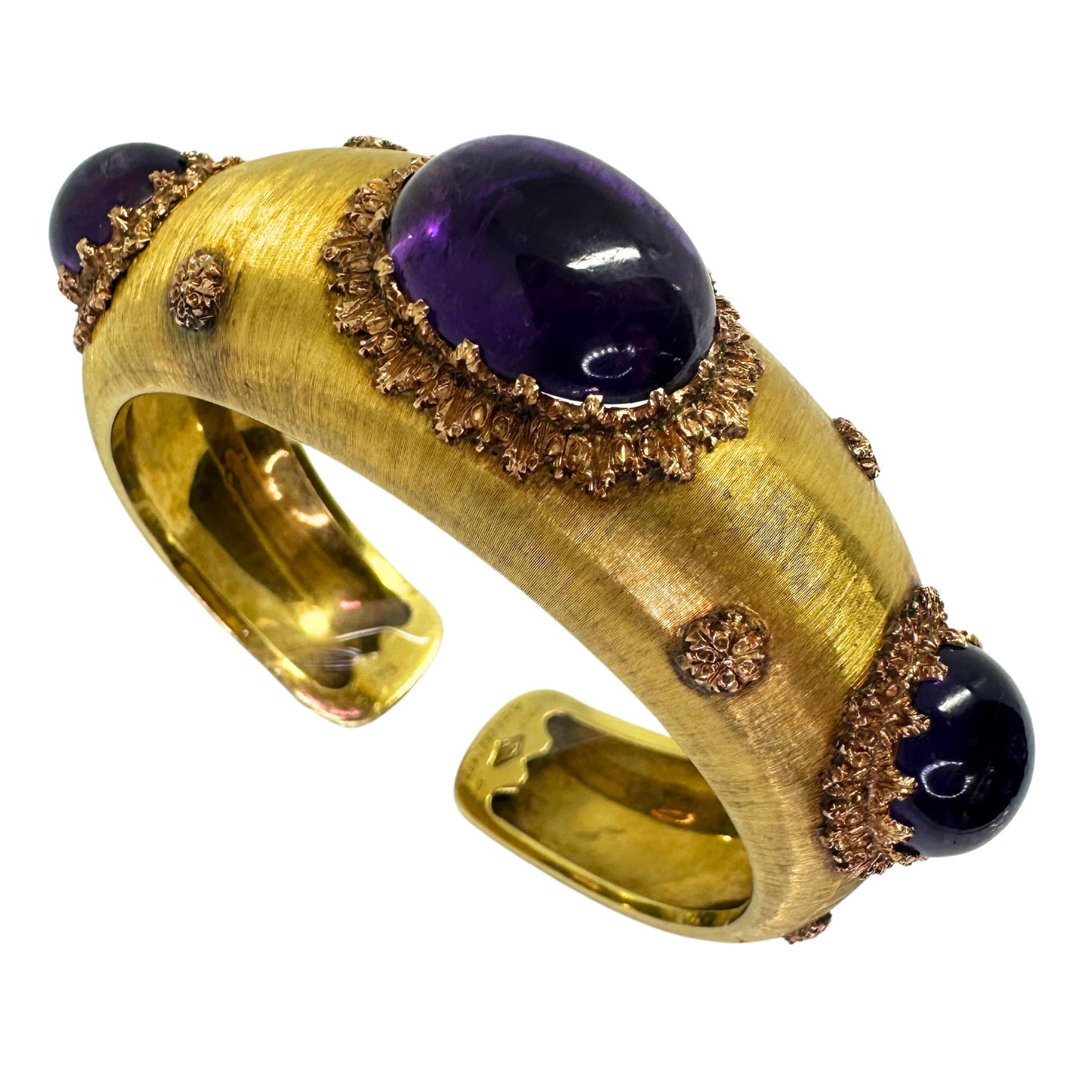 18k Estate Buccellati Bold Oval Cabochon Amethyst Cuff