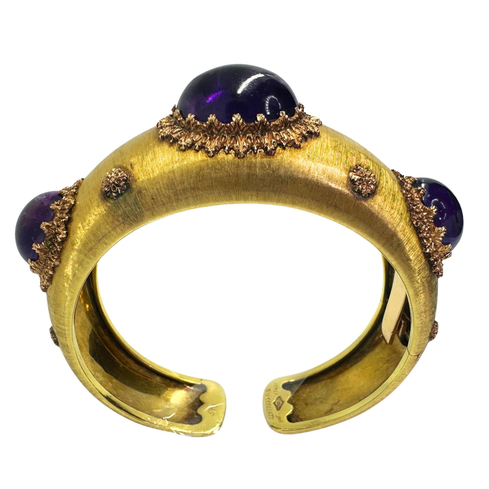 18k Estate Buccellati Bold Oval Cabochon Amethyst Cuff