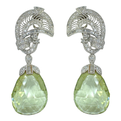 18k Diamond and Green Aqua/Beryl Day and Night Earrings