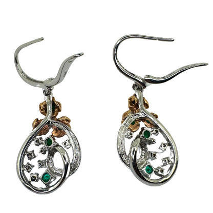 18k Diamond and Emerald Earrings