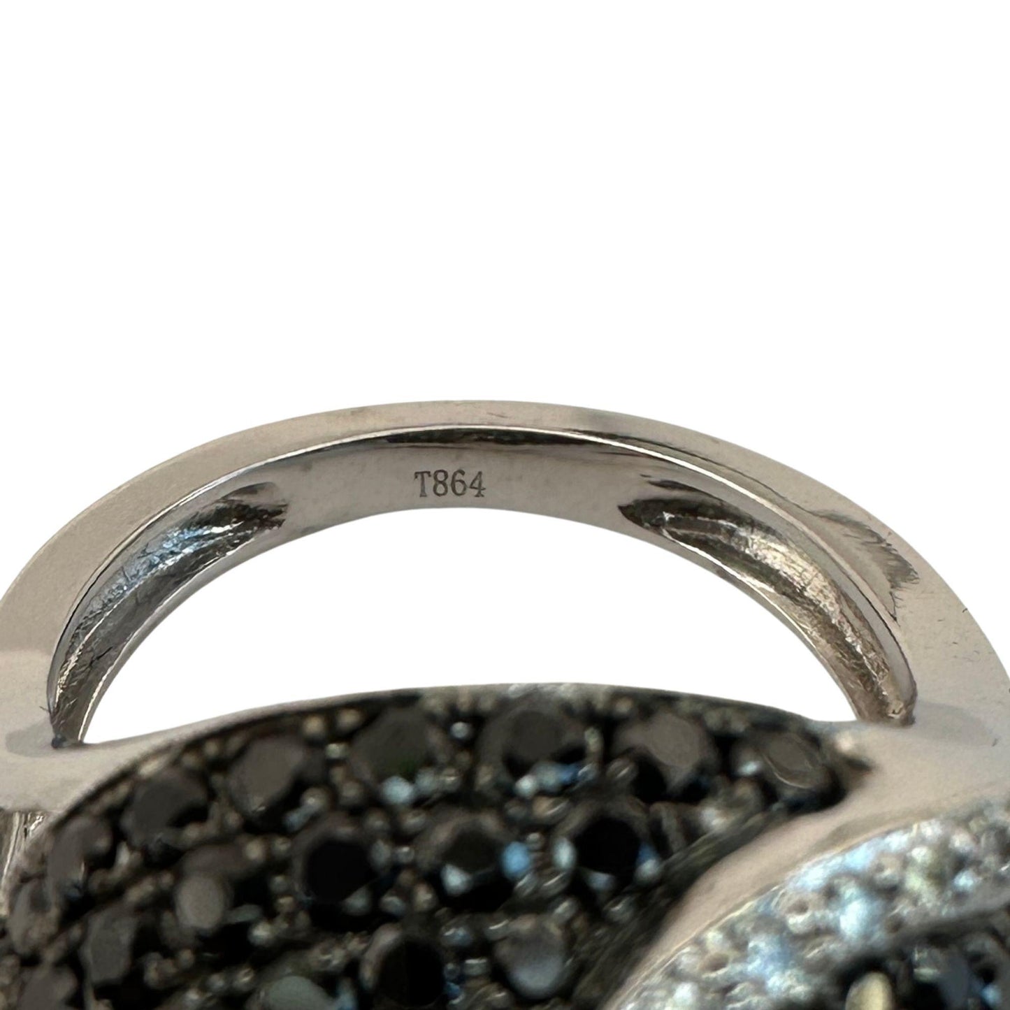 18K White Gold 2.86 Carat Black and White Diamond Cocktail Swirl Ring