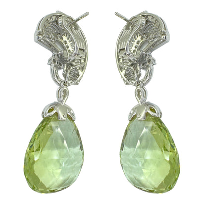 18k Diamond and Green Aqua/Beryl Day and Night Earrings