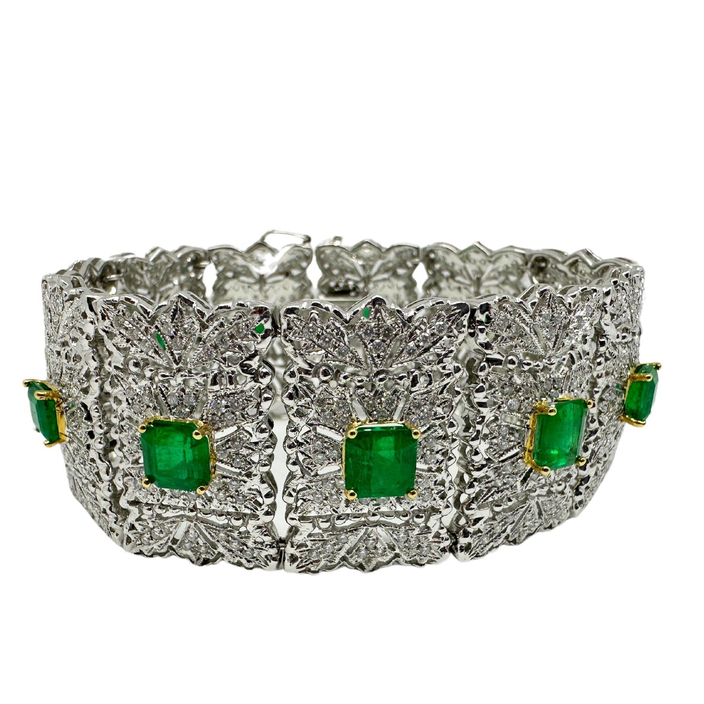 18K Diamond and Emerald Bracelet