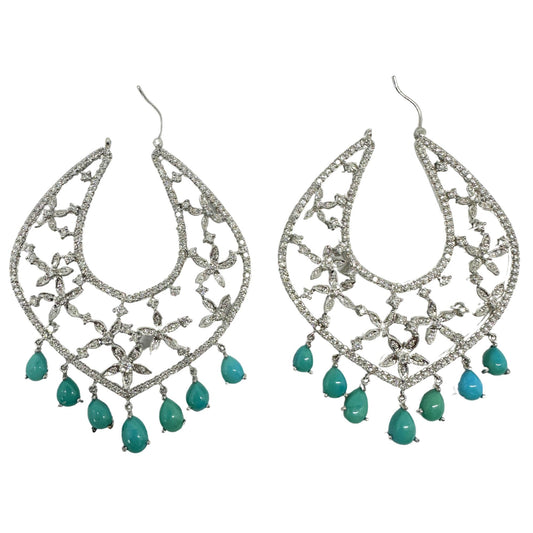 18K Diamond and Persian Turquoise Earrings