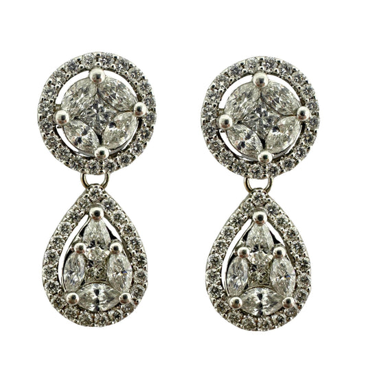 18K White Gold Diamond Earrings