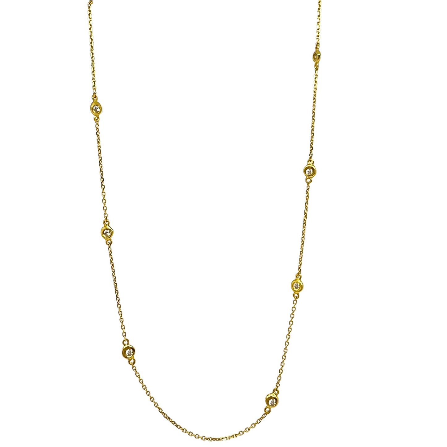 14K Yellow Gold Diamond By the Yard Chain Necklace - 18 inches