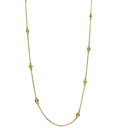 14K Yellow Gold Diamond By the Yard Chain Necklace - 18 inches