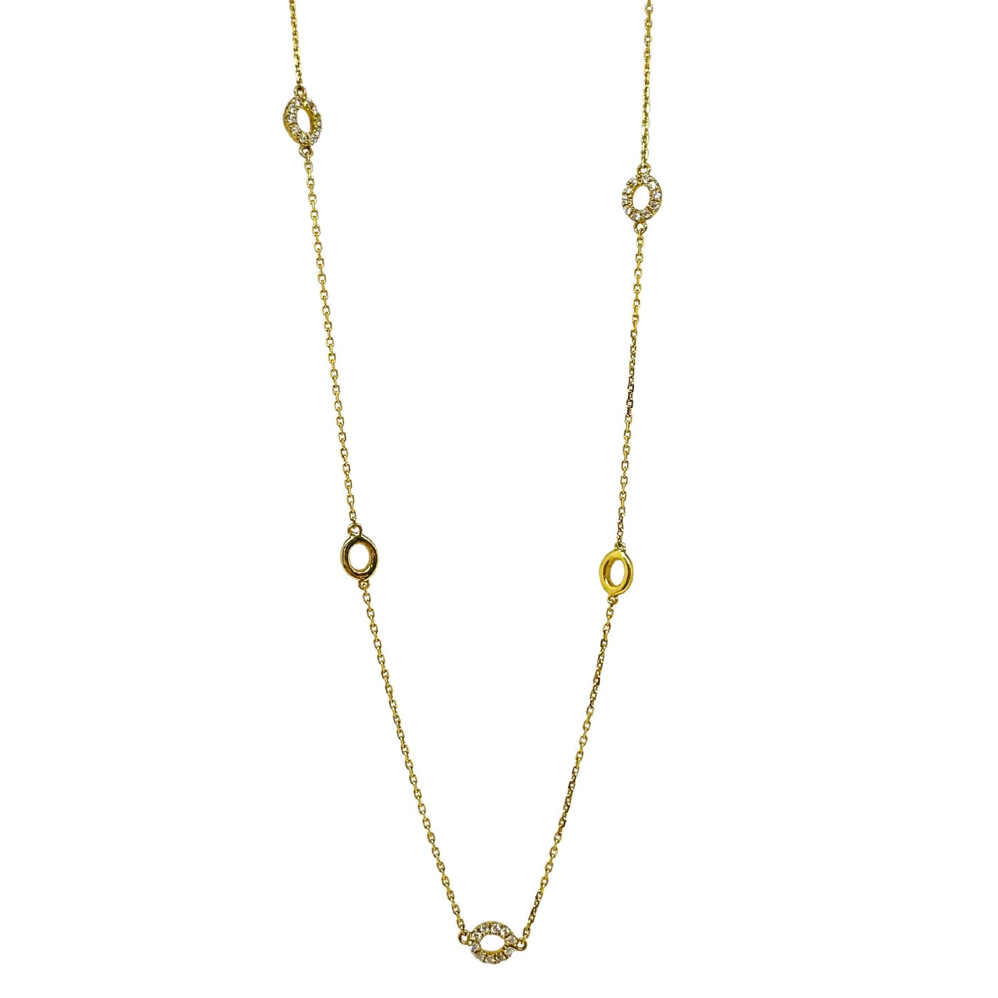 14K Yellow Gold Diamond By the Yard Chain Necklace - 22 Inches