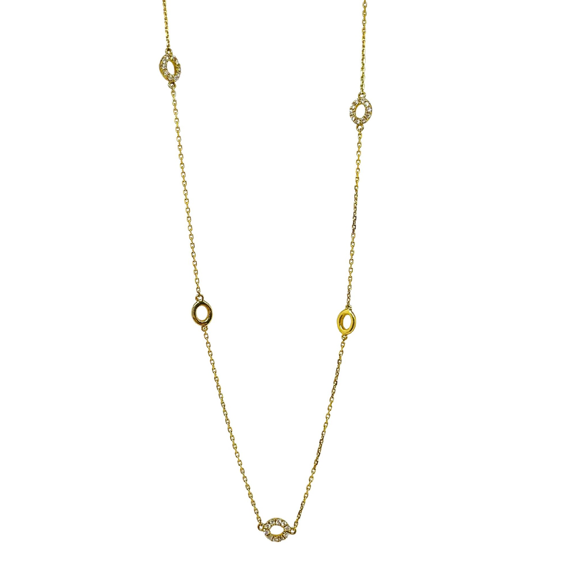 14K Yellow Gold Diamond By the Yard Chain Necklace - 22 Inches