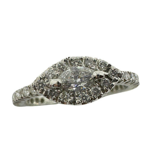 18k White Gold East-West Marquise Cut Diamond Ring