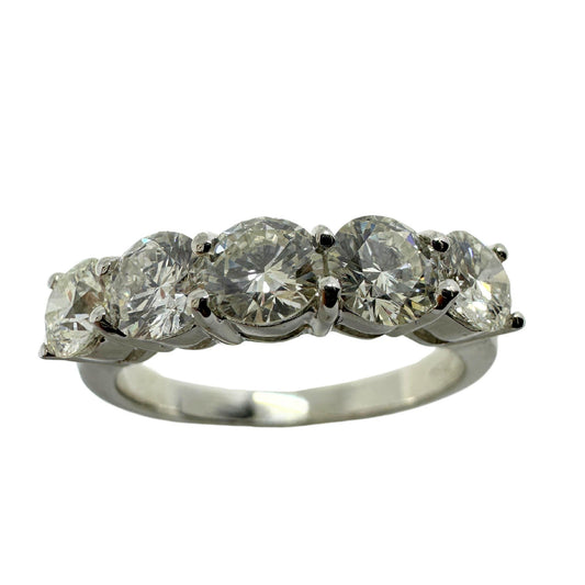 18K White Gold Five Stone Diamond Band Ring