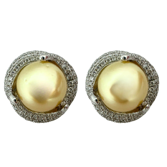 18k Diamond and Pearl Earrings