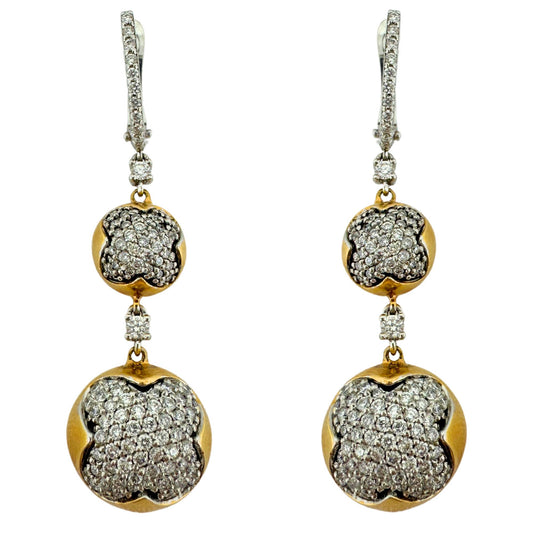 18K Two Tone Diamond Drop Earrings