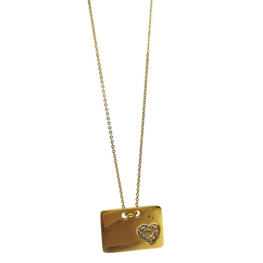 14K Yellow Gold Heart Tag Pendant Necklace