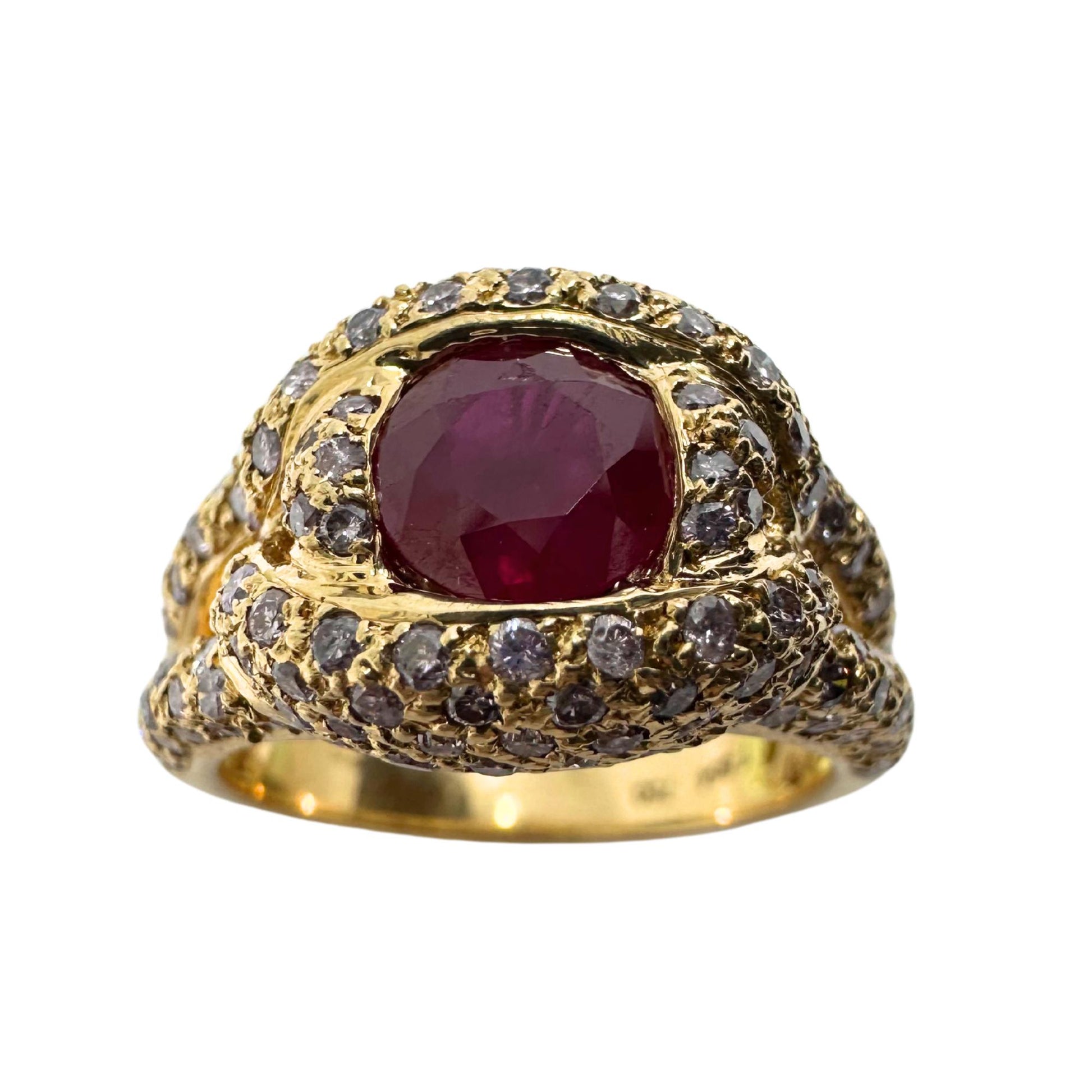 18K Rose Gold Diamond and Ruby Ring