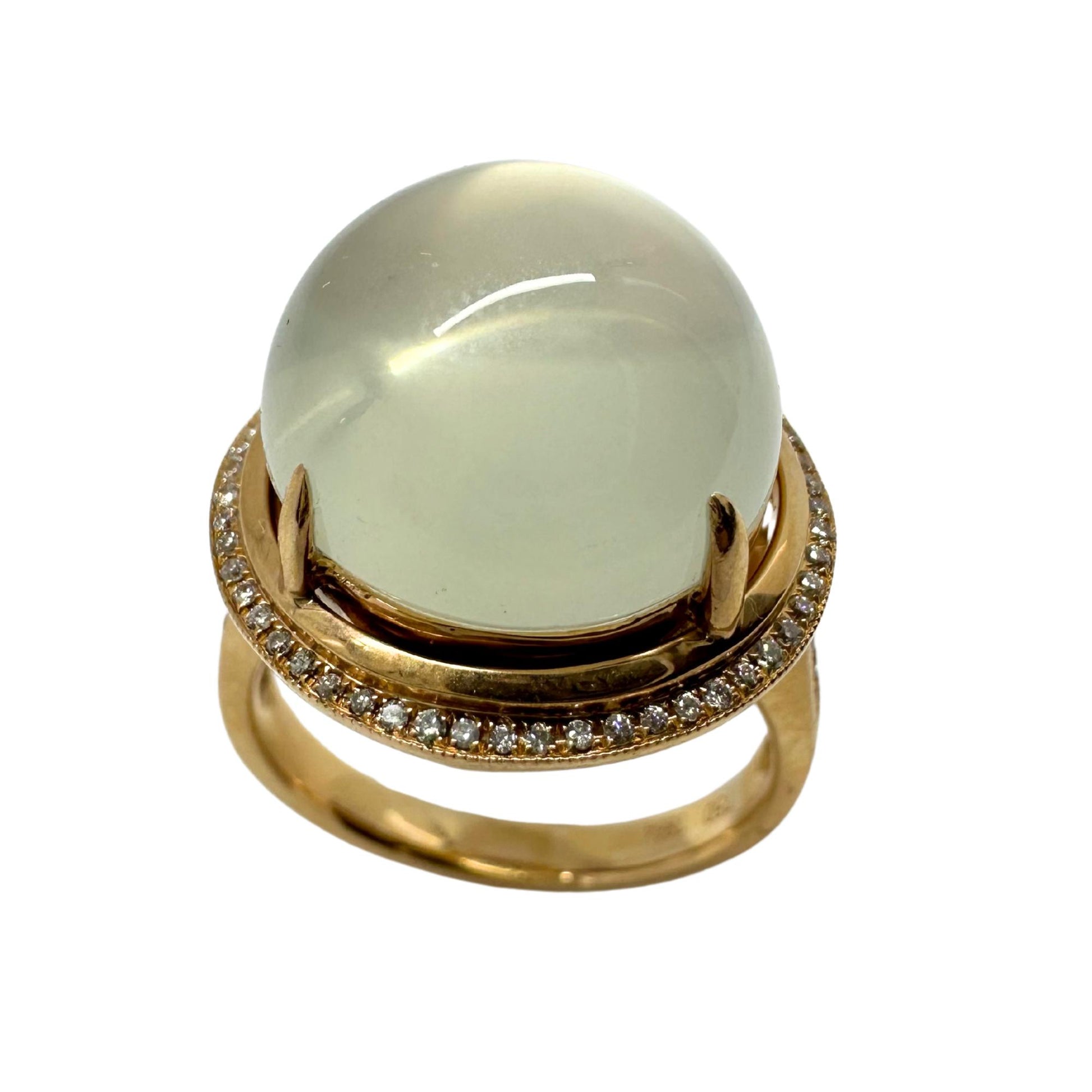 18K Rose Gold Diamond and Moonstone Cocktail Ring