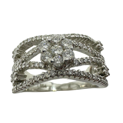 18K White Gold Diamond Wide Band Ring