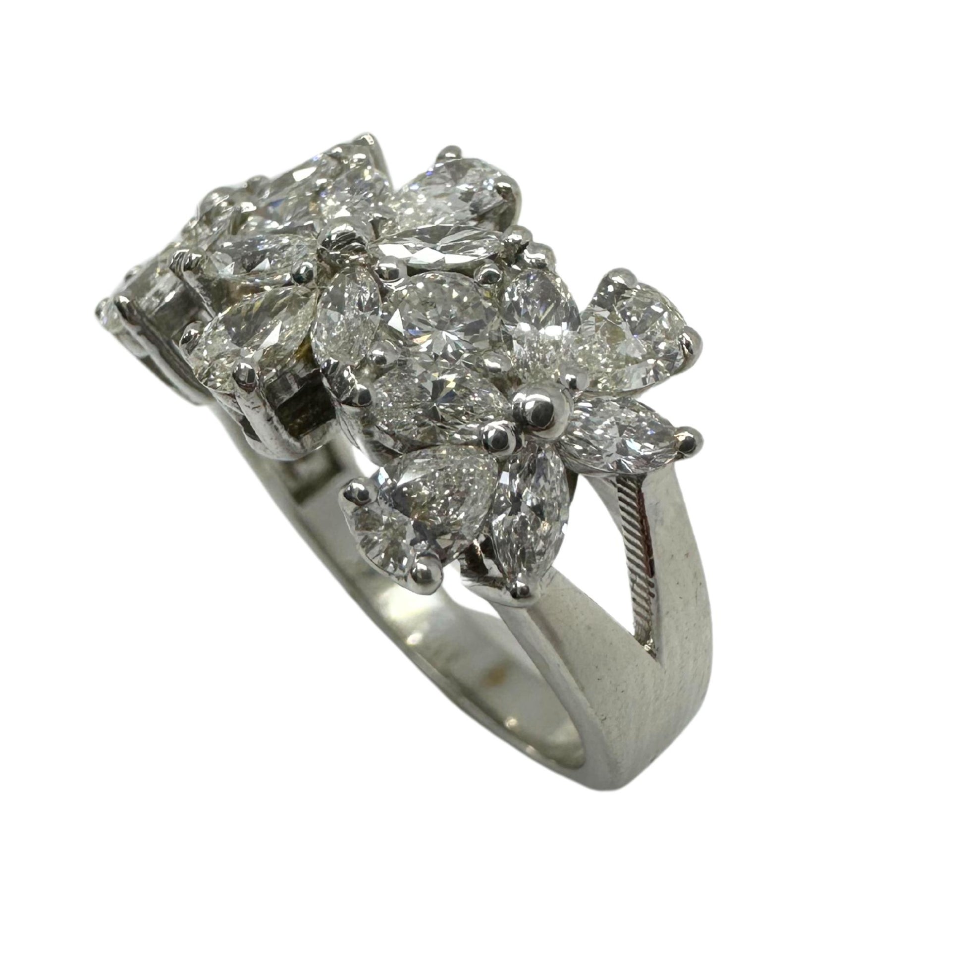 18K White Gold Marquise and Pear Cut Diamond Band Ring