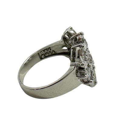 18K White Gold Marquise Cut Diamond Wide Band Ring