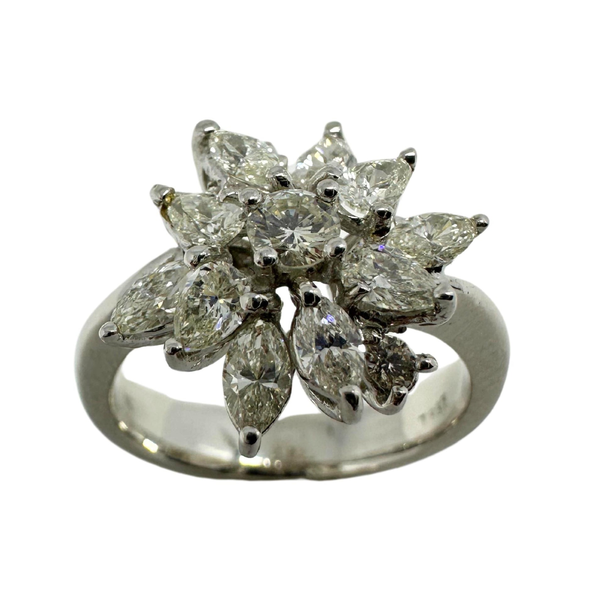 18K White Gold Marquise and Pear Cut Diamond Ring