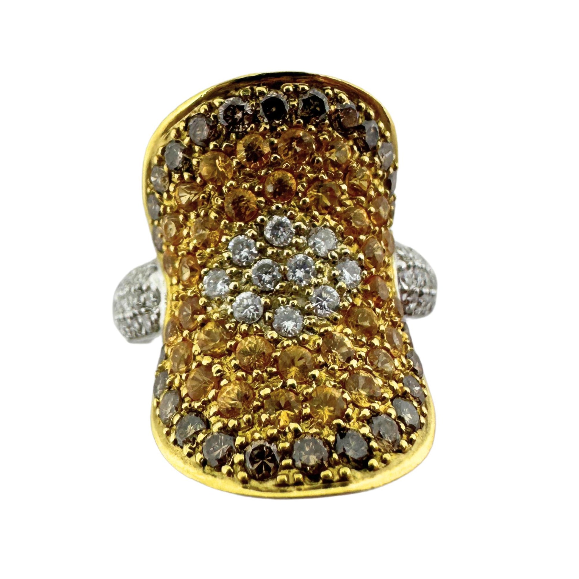 18K Two Tone MultiColor Diamond Cocktail Ring