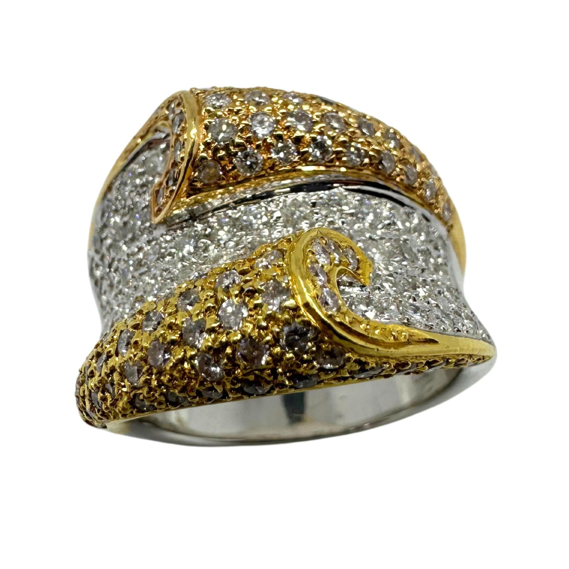 18K Gold Diamond Wide Band Ring