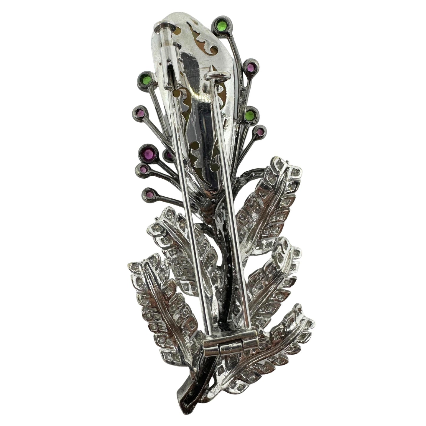 18K Diamond, Multi Sapphire and Opal Brooch