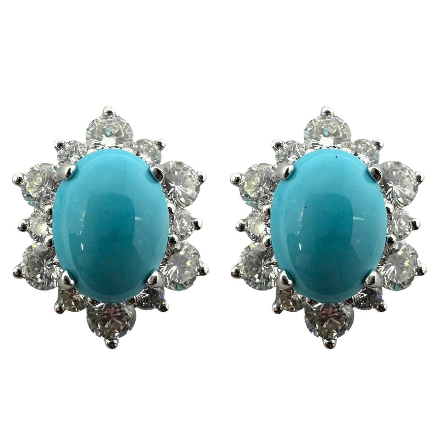 Platinum Turquoise and Diamond Earrings