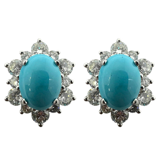 Platinum Turquoise and Diamond Earrings