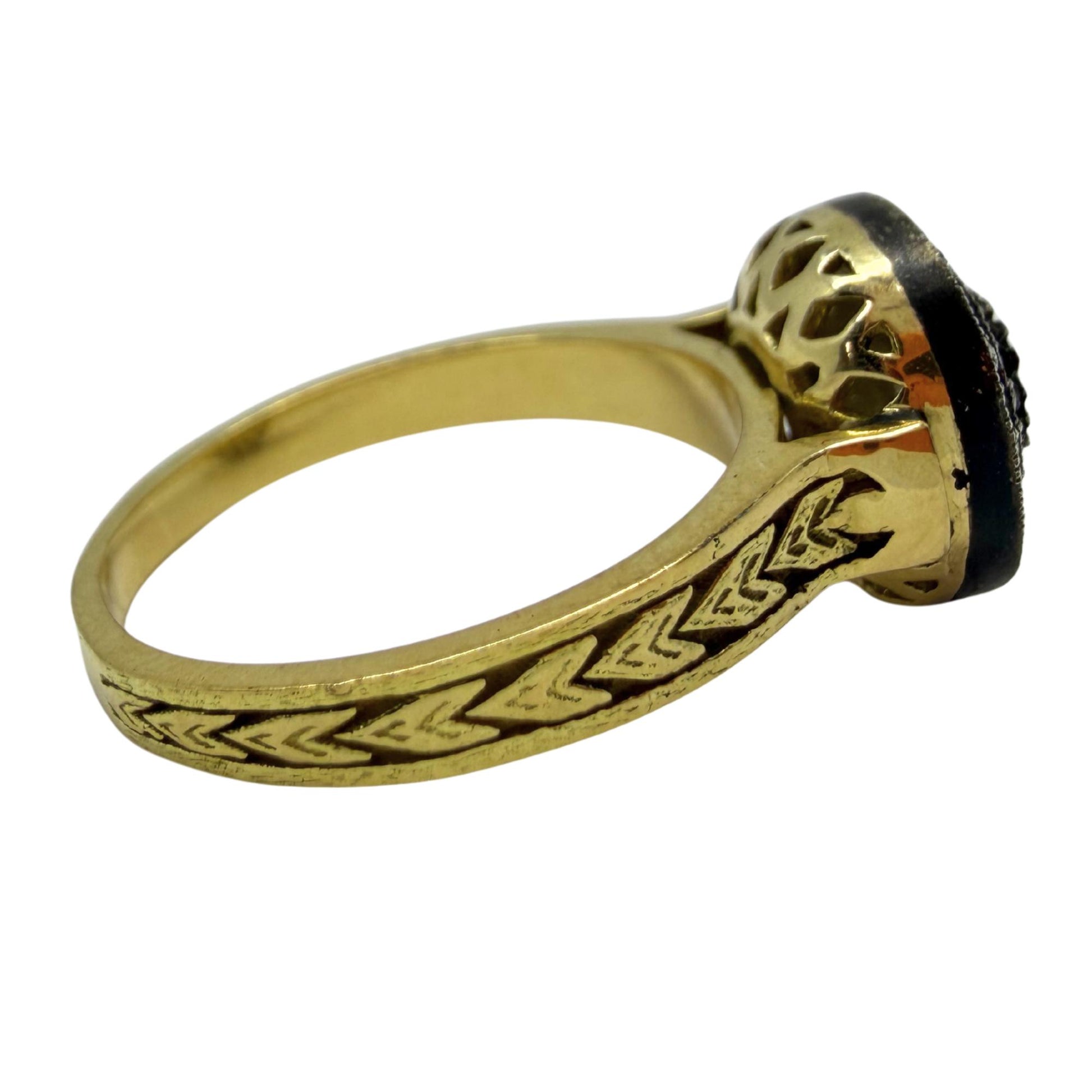 18K Yellow Gold and Silver Top 0.30 Carat Rose Cut Diamond Ring - Size 7.75