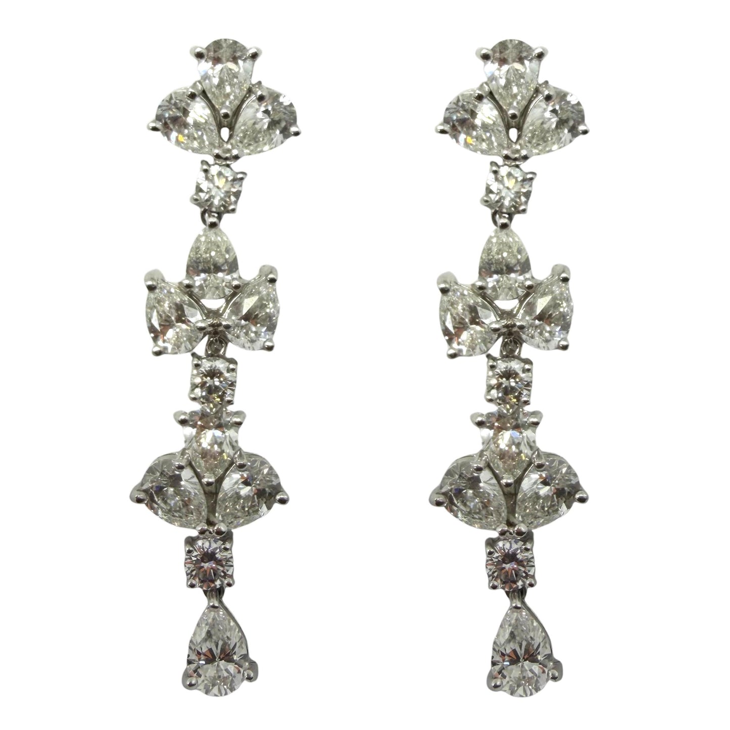 Platinum 11.86 Carat Pear Cut Diamond Drop Earrings
