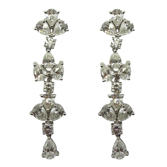 Platinum 11.86 Carat Pear Cut Diamond Drop Earrings