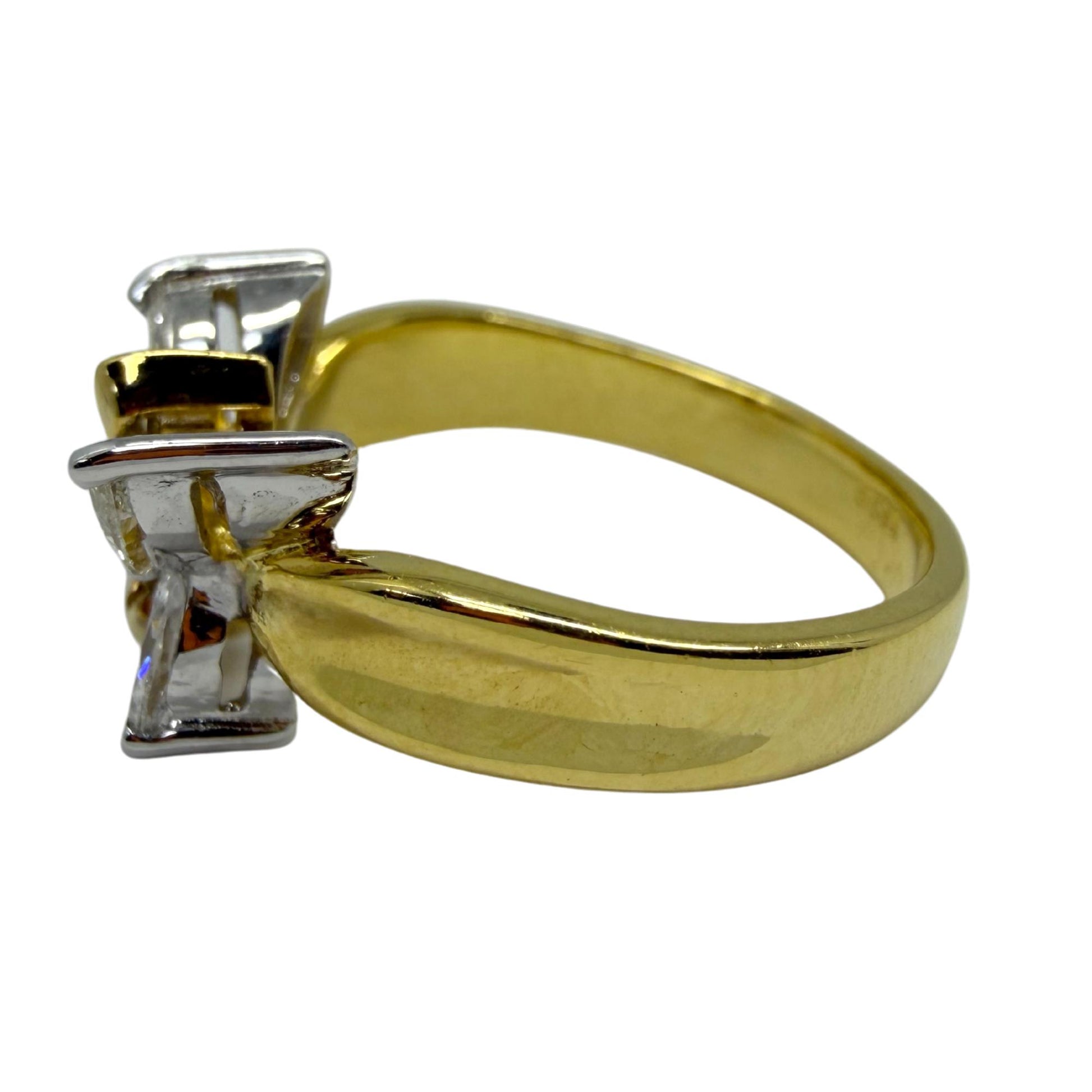 18K Yellow Gold Marquise Cut White and Brown Diamond Butterfly Ring