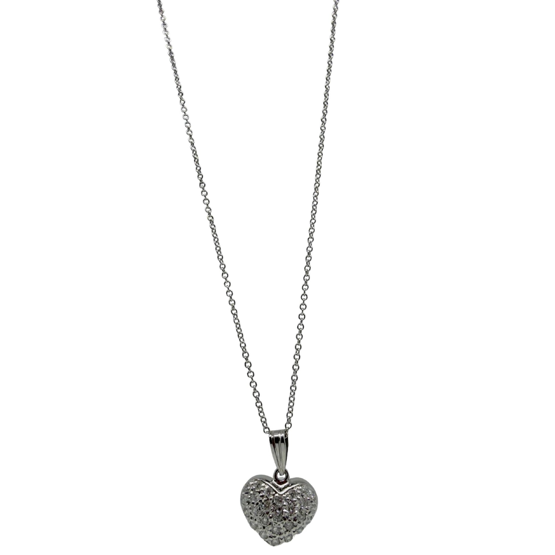 18K White Gold .58 Carat Diamond Heart Pendant Necklace