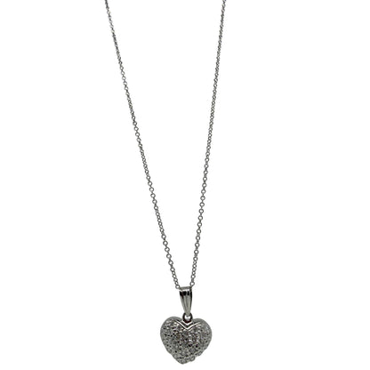 18K White Gold .58 Carat Diamond Heart Pendant Necklace