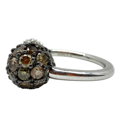 18K White Gold White and Brown Diamond Twin Ring