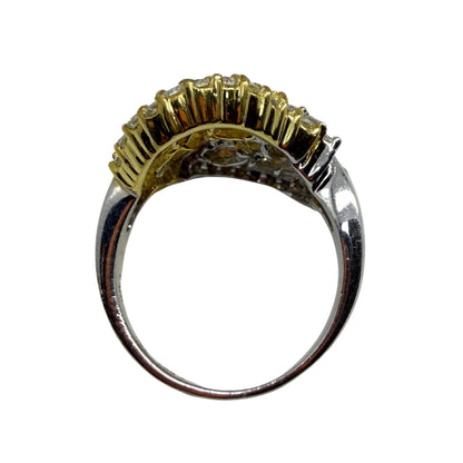 18K Two Tone Tapered Baguette Cut Diamond Ring
