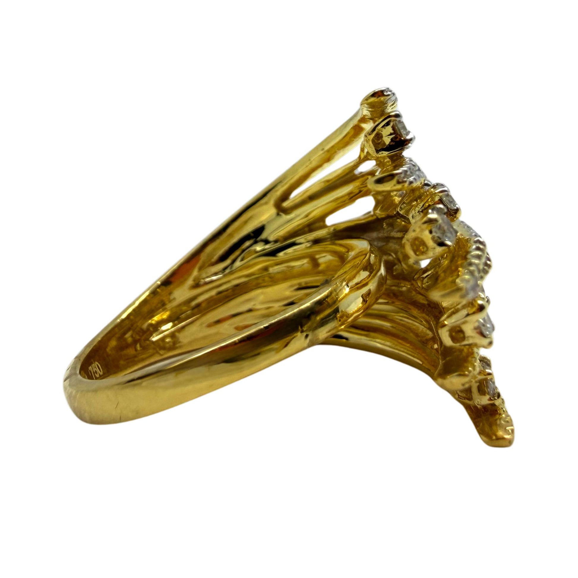 18K Yellow Gold 1.10 Carat Diamond Cocktail Ring - Size 6.50